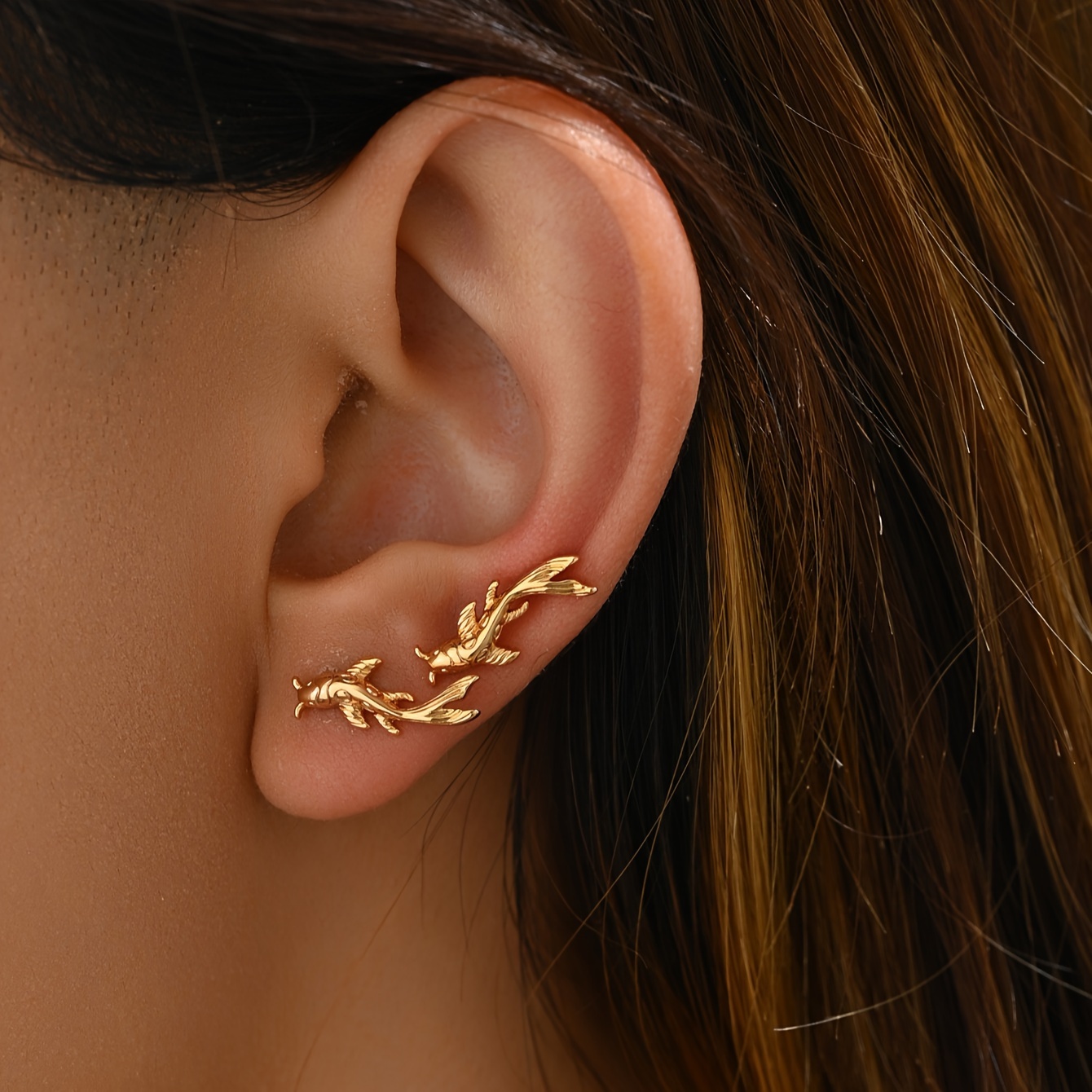Copper Koi Fish Earrings for Parties & Everyday Wear