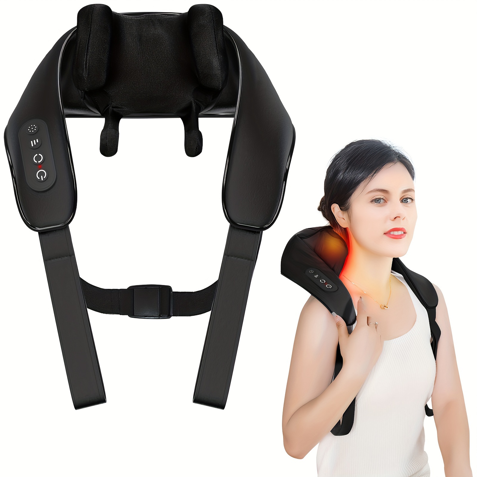 

Neck Massager With Heating, Rechargeable Massager, Shiatsu Neck And Shoulder Massage Pillow For Neck, , Back And