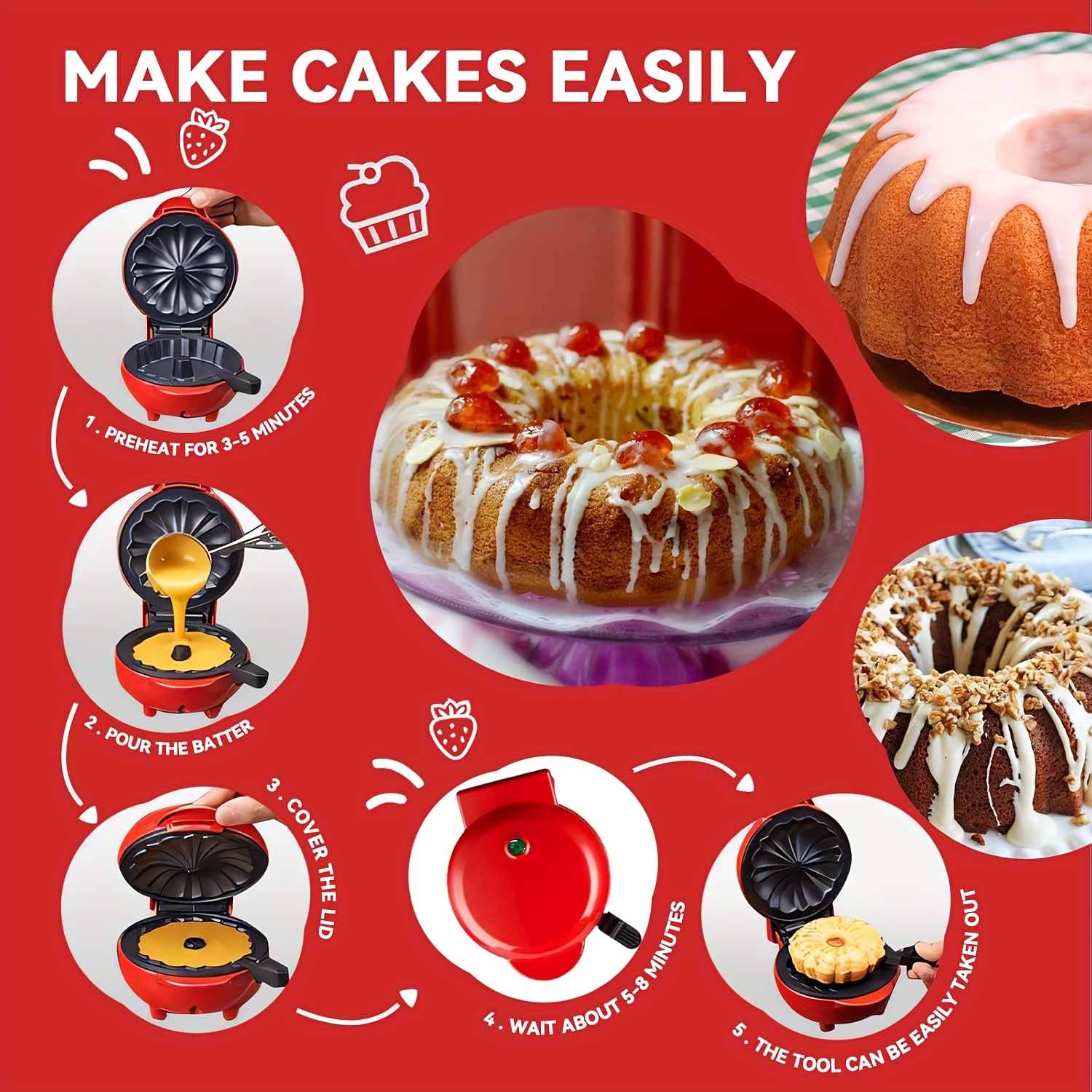 2026   mini baking machine cake maker multi function cake maker breakfast cooker   baking surface fast heating safe non stick inner pot cook breakfast cakes bread essential for   household perfect new year gift Product details 1
