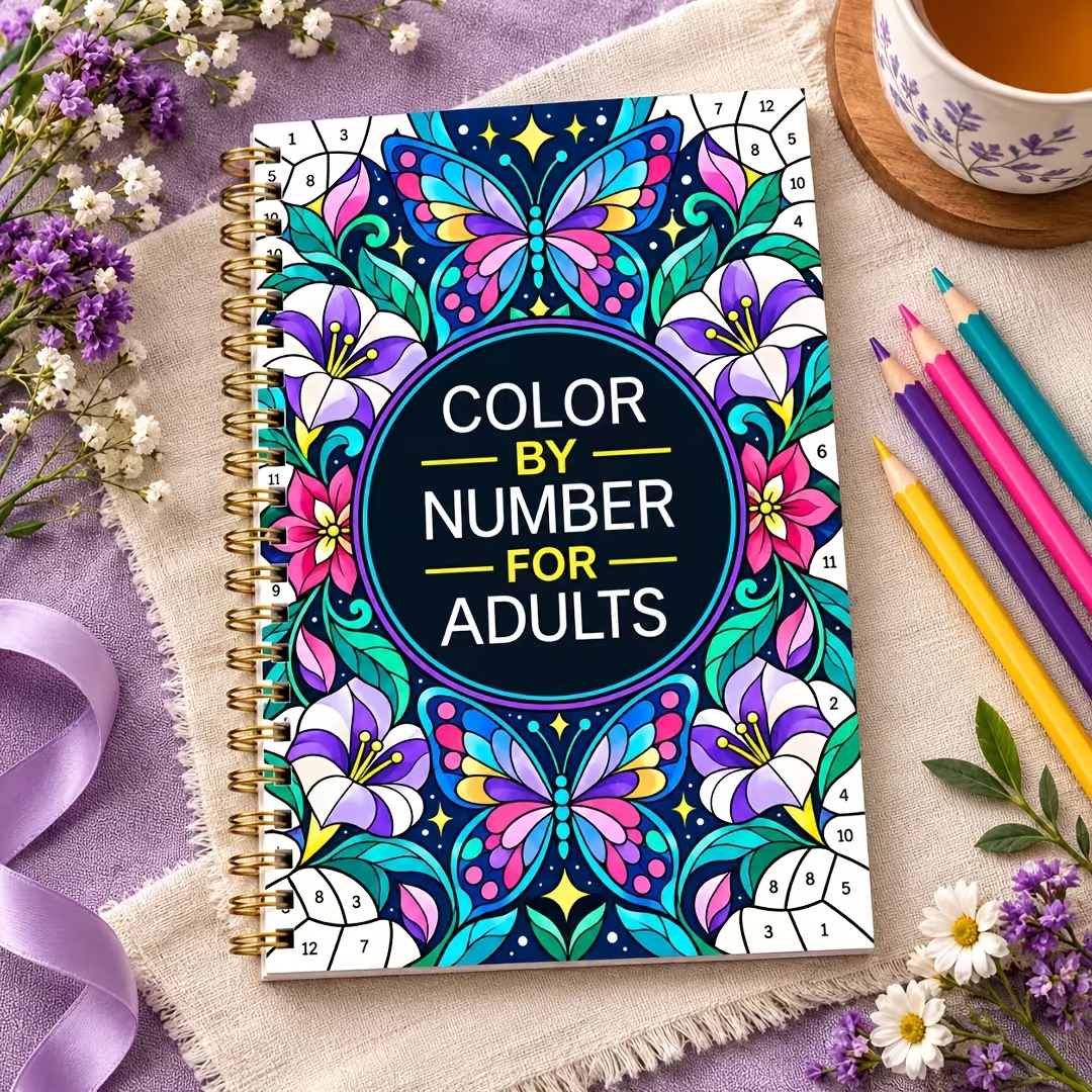 TEMU Livre de coloriage numérique pour adultes, pages relaxantes sur le thème des mandalas et des animaux floraux, adapté aux passionnés et au cahier