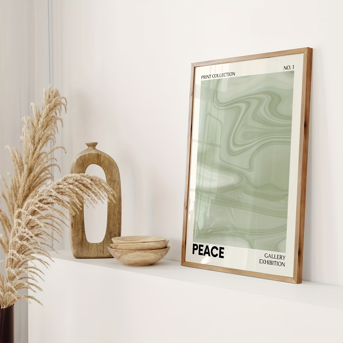 Ensemble 3 Posters Abstraits Vert Sauge Boho - Toile 40x50 Cm - Déco Salon Moderne Sans Cadre