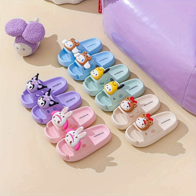 

Hellokitty Cute Cartoon Open Toe Slippers For Girls, Breathable Lightweight Non-slip Slippers For Indoor Shower, All Seasons