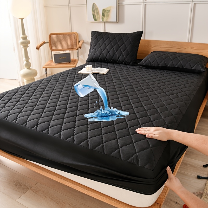 Image of 1pc Soft And Comfortable Thick Mattress Protector, Fitted Sheet With Layers, Solid Color Deep , Suitable For Bedrooms, Guest Rooms, And Hotels