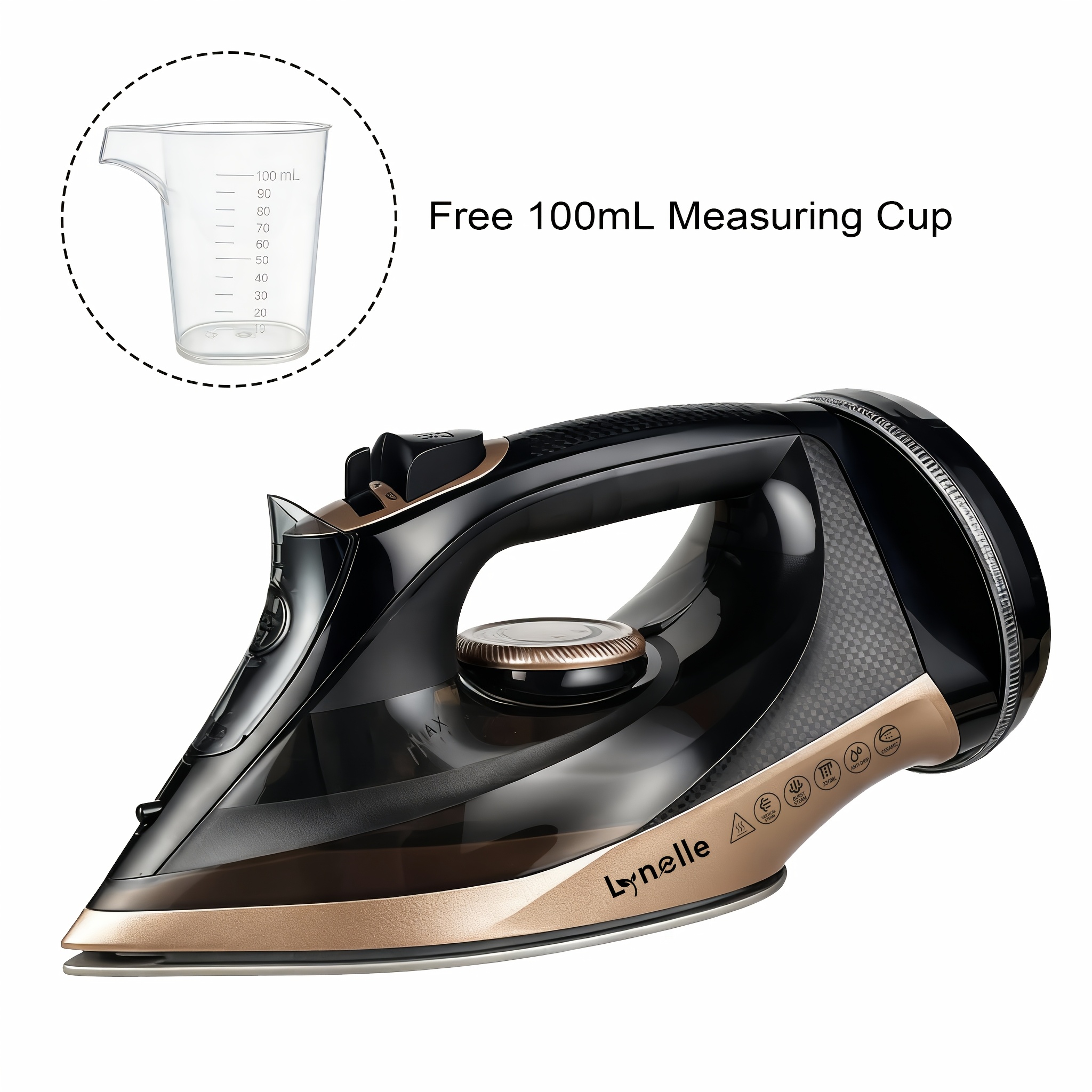 TEMU Fer à repasser vapeur fil à main 2200W haute , réservoir d'eau 280ML, prise UE 220-240V, vapeur haute pression, semelle auto-nettoyante