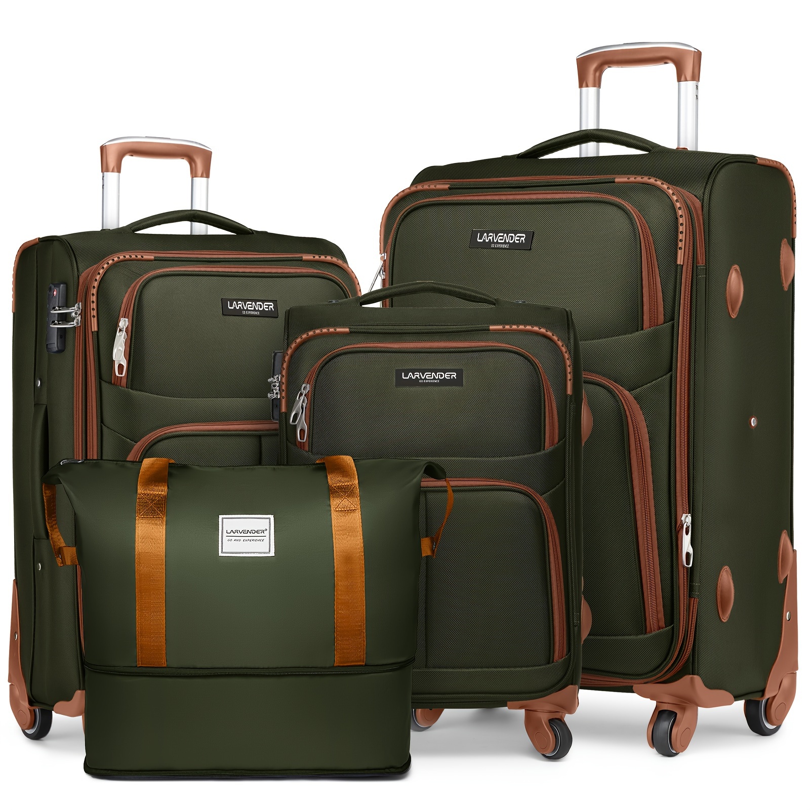 

Softside Luggage Sets 4 Piece With Duffel Bag, Expandable Rolling Suitcases Set With Spinner Wheels, Lightweight Upright Travel Luggage Set With Tsa-approved Lock, Multicolor