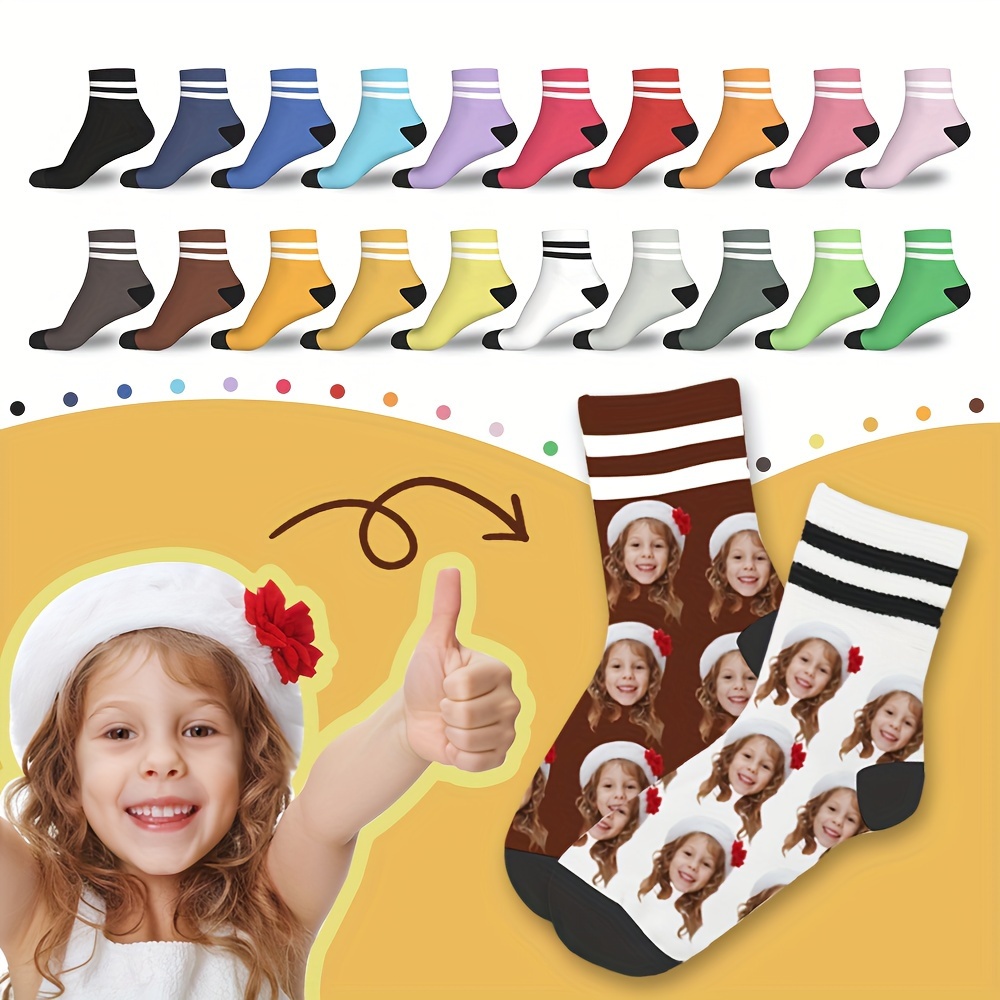 

Custom Face Socks, Personalized Funny Gift Ankle Socks With Photo Customized, Novelty Trendy Crew Party Present Socks For Teenager