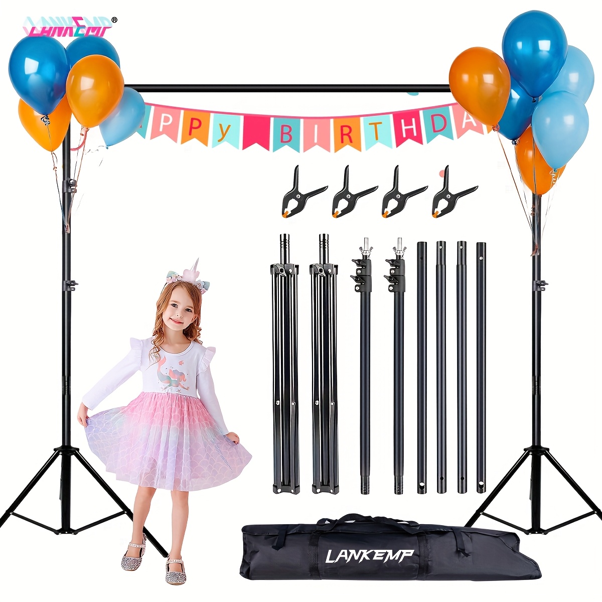 TEMU Support de trépied pour fond de photographie, support de trépied réglable pour fond photo 7 x 7 pieds, kit de système de support de trépied pour