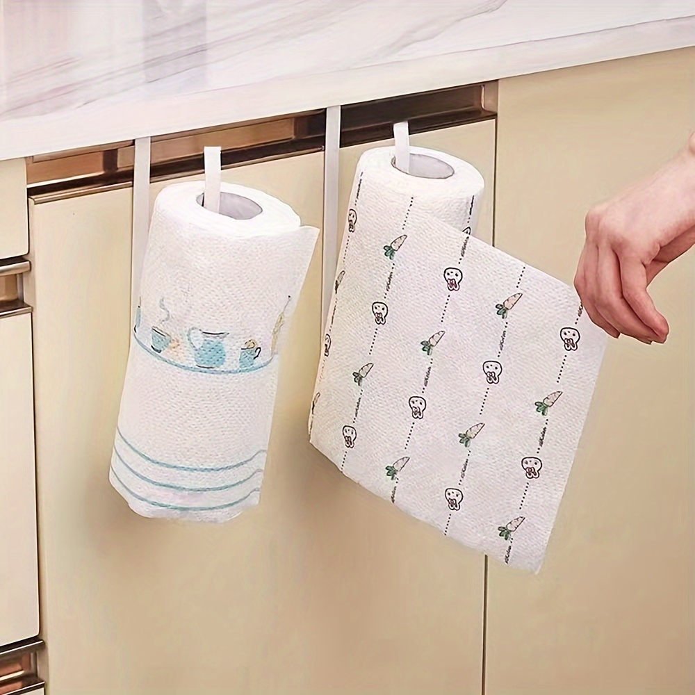 

1pc No-drill Kitchen Paper Towel Holder - Iron, Under Cabinet Mount For Rolls, Dish Cloth & Wrap Organizer