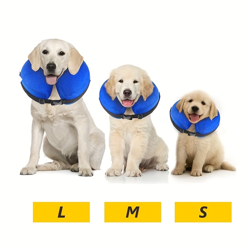 TEMU Inflatable Dog Collar - Soft Protective Cone For Post-surgery Dogs, Dog Collar For Small Medium Large Dogs And Cats, Adjustable Soft ,
