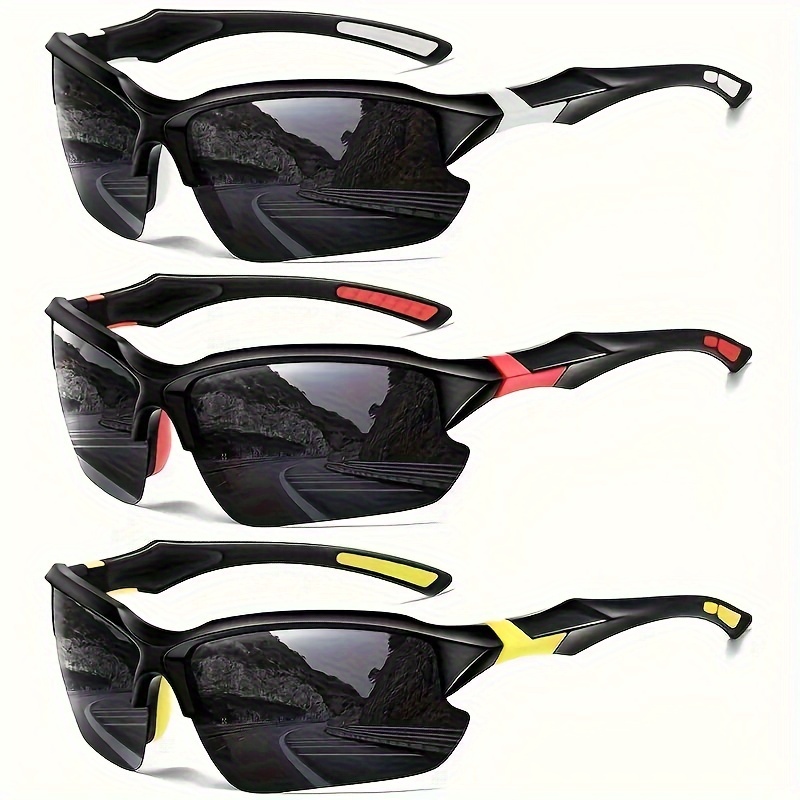 

3pcs Polarized Sports Fashion Decorative Glasses For Men & Women, Windproof, For Golf & Driving, Bicycle, Baseball, Running, Fishing