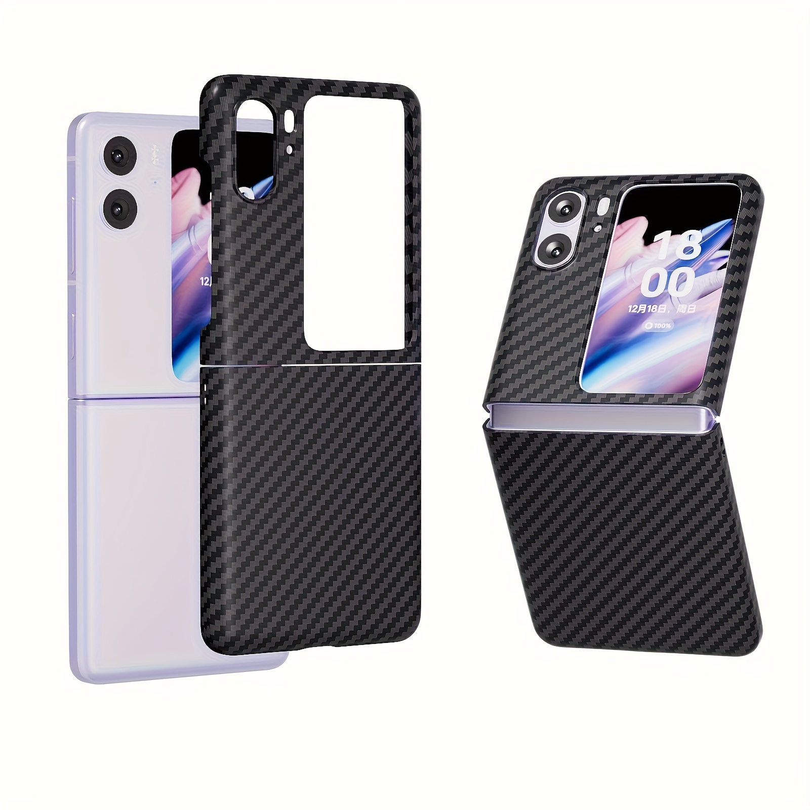 TEMU Phone Case: For Oppo Flip Carbon Brazing Dimension Fits The Ultra-thin Folding Screen Protection Case Of The Mobile Phone Shell