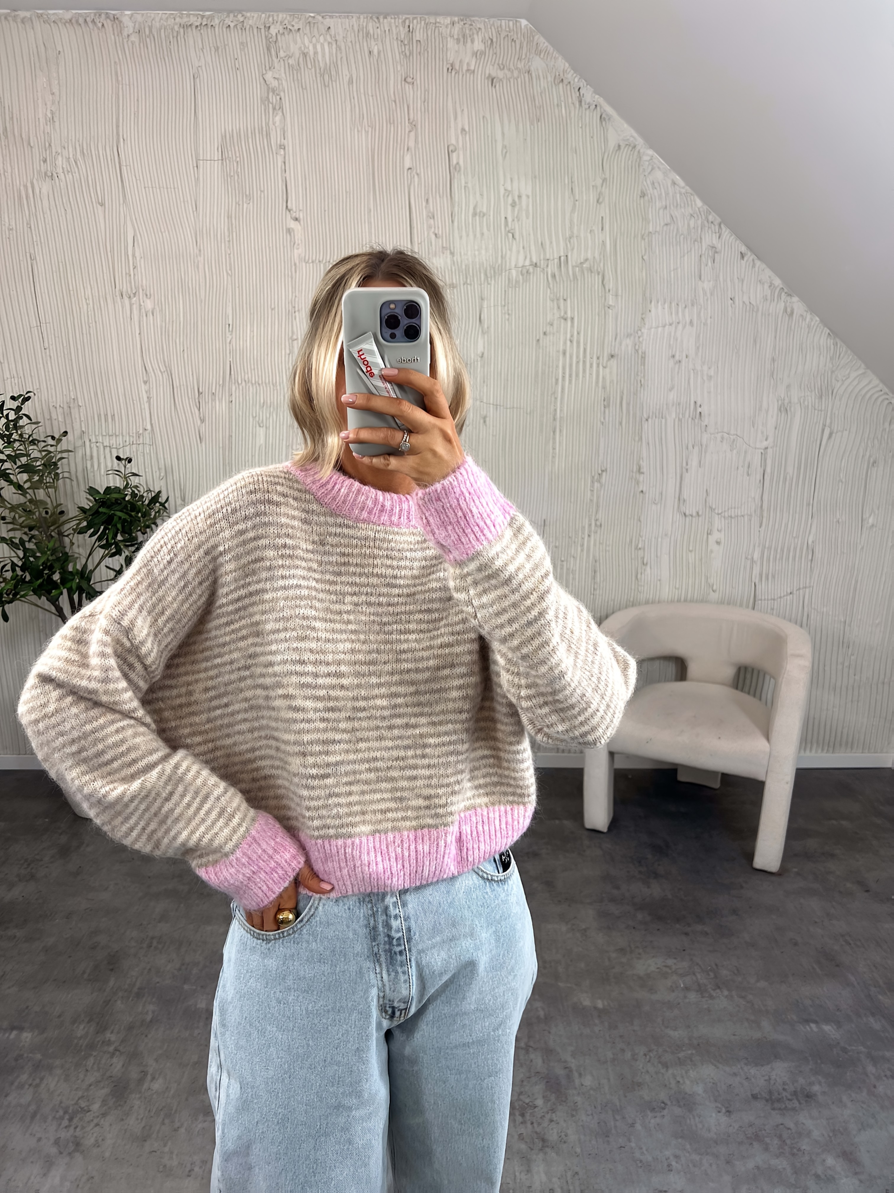 val randig färgblockad tröja – - Temu Sweden