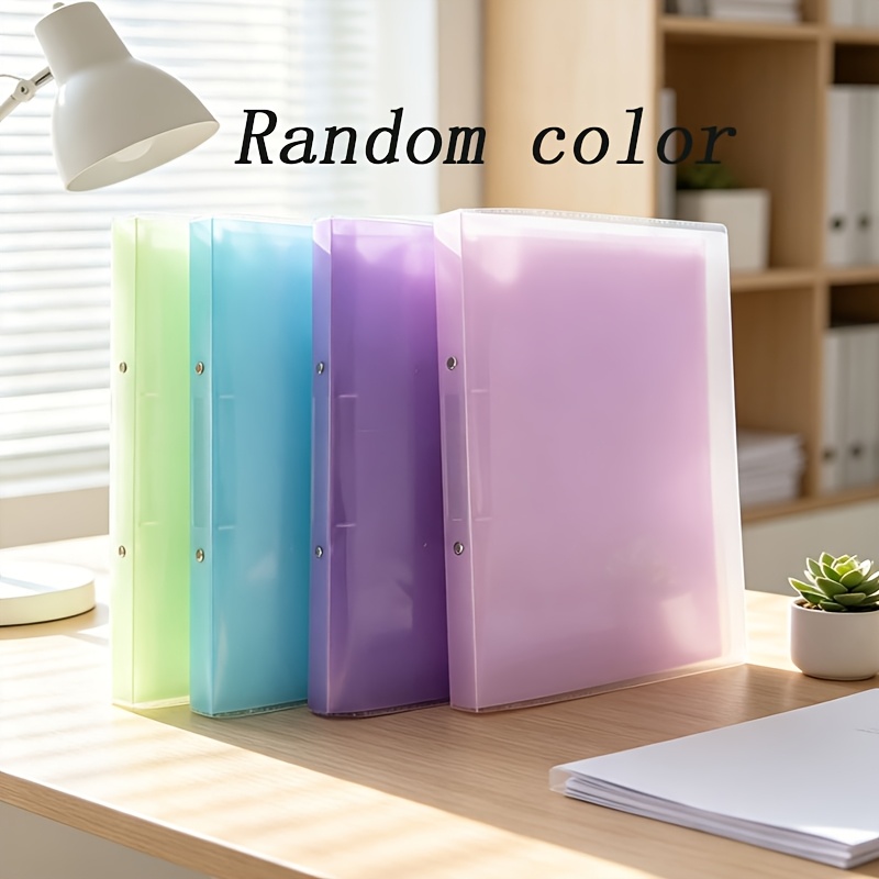 TEMU 4pcs Colored Folders, Random Colors, Random Color. Candy-colored Transparent Folders, O-ring 2-hole, Thickened Pp Plastic File Album, A4 And Bid