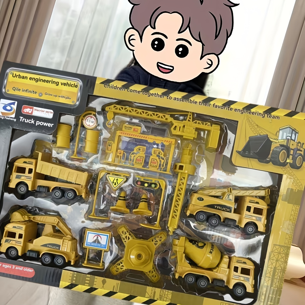 Children's Pull-Back Toy Car Set with Construction Vehicles