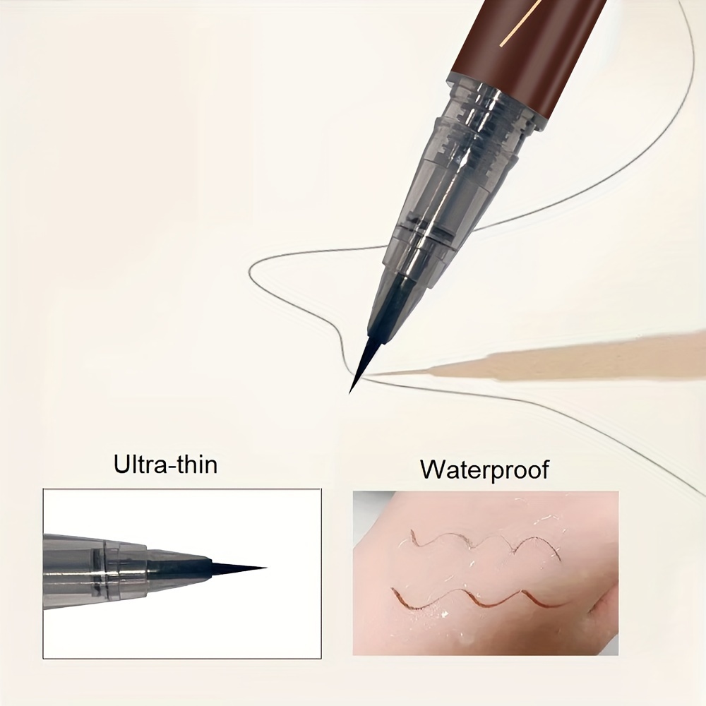 1pc SYLR Ultra Fine Extra Slim Eyebrow Pen, Waterproof Liquid Eye Brow Pencil, Long Lasting, Sweat-Proof, 2 in 1 for Eyeliner & Microblading, Suitable for All Skin Types, Ideal for Summer & Outdoor Travel