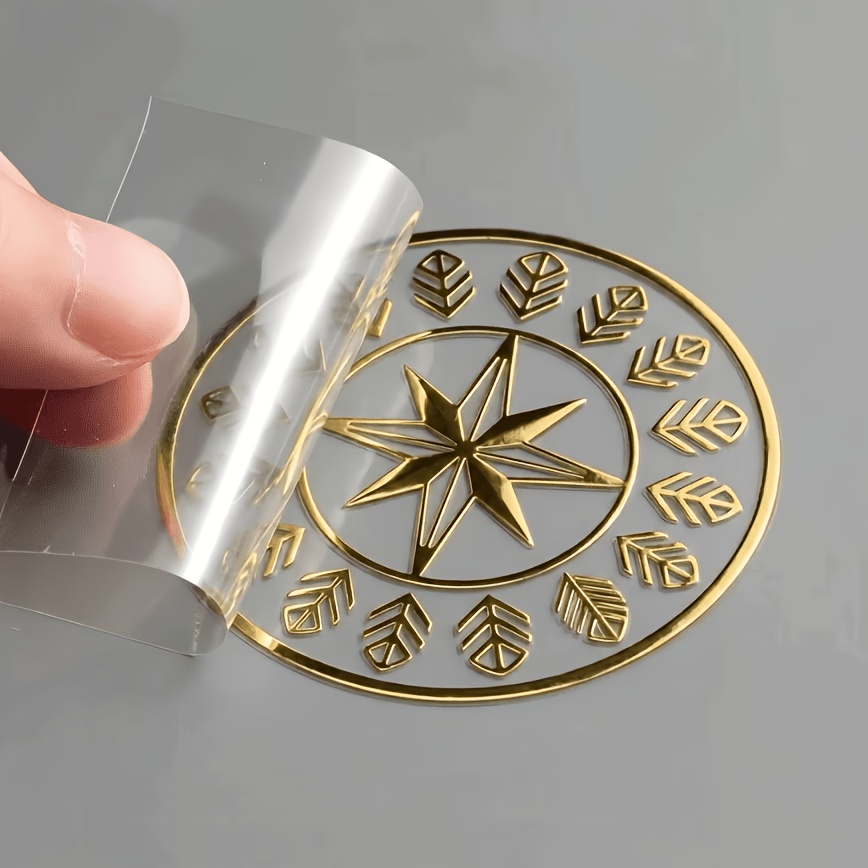 TEMU Custom Hot Foil Stamping, Luxury Art Crystal Logo Stickers - Personalized 3d Transparent Transfer Self-adhesive Paper | Suitable For Business