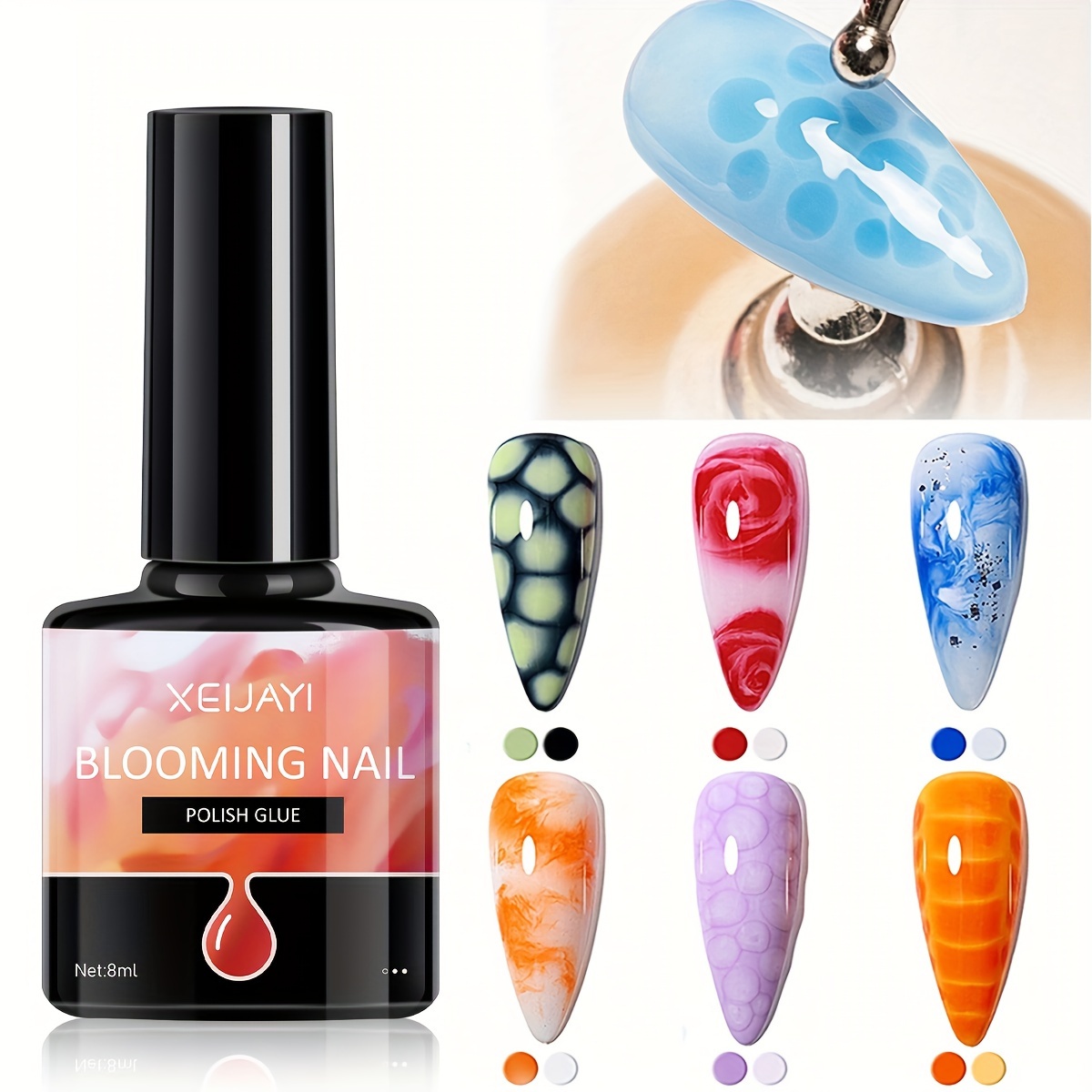 1pc 8ml clear blooming gel nail polish led soak off spreading effect     spring   flower watercolor magic mothers day gift