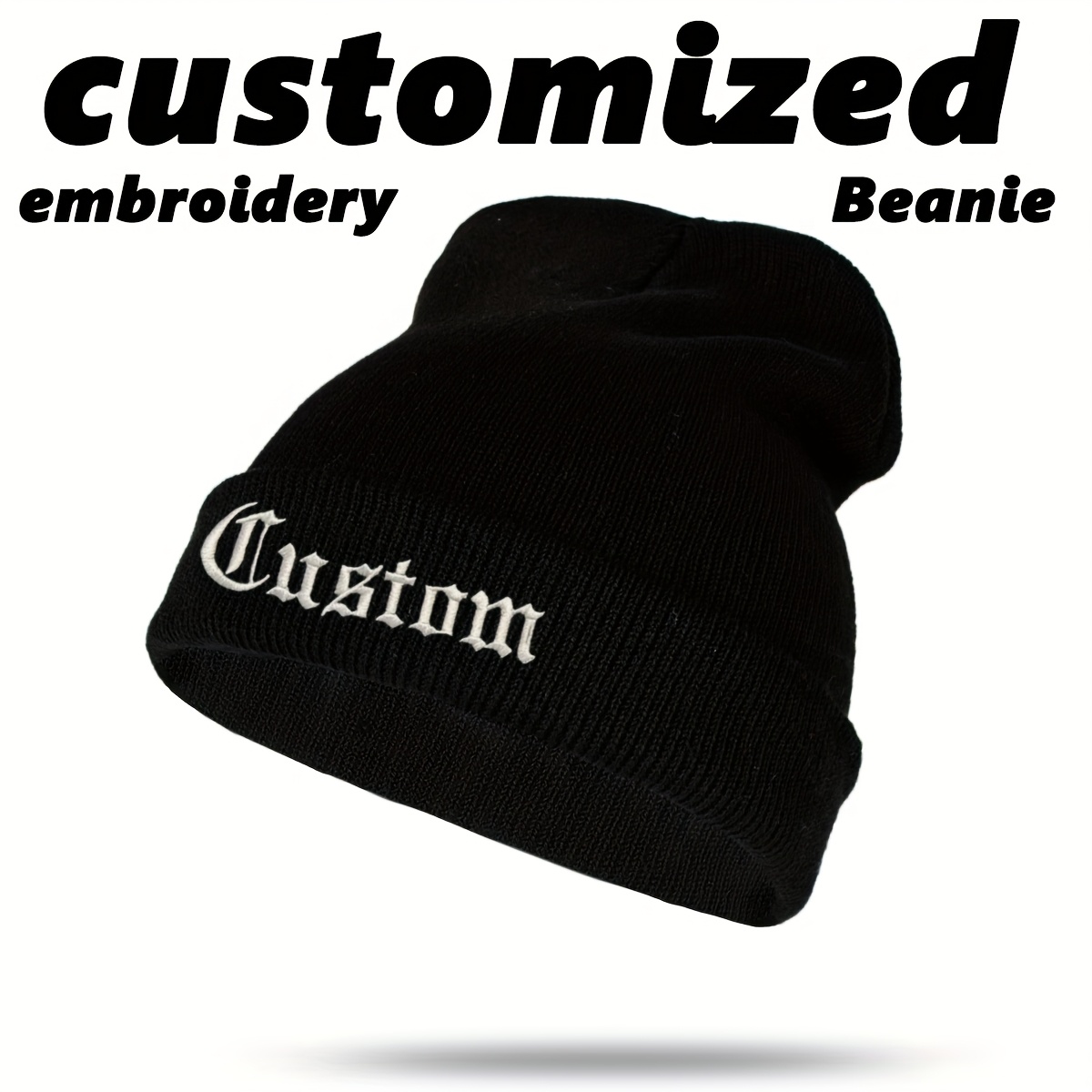 E-shop 1 Beanie-Mütze, personalisierte bestickte Text-Beanie, Winter-Beanie