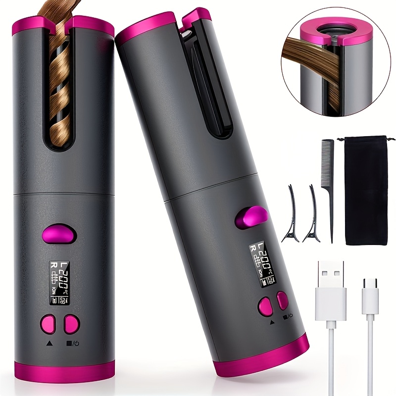 

1 Automatic Curler, Usb Charging, Ceramic, 5 Temperature Settings, Anti-scald, Temperature Control, Fluffy Style, Dry/wet Use, Fast Charging, Gift Box Included