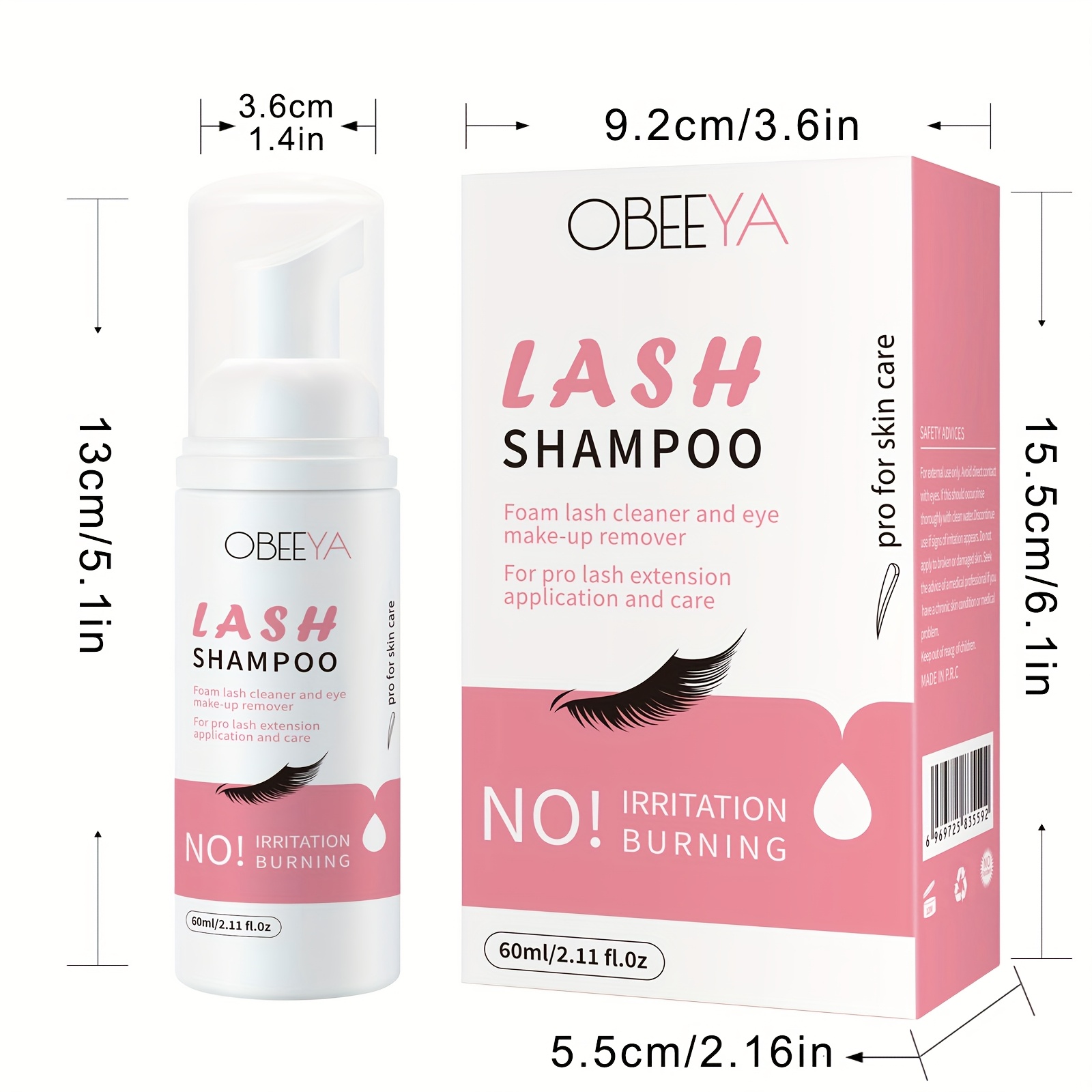 eyelash cleanser shampoo foam rinse bottle brushes eyelid cleanser for makeup remover paraben sulfate free for salon and home use details 3