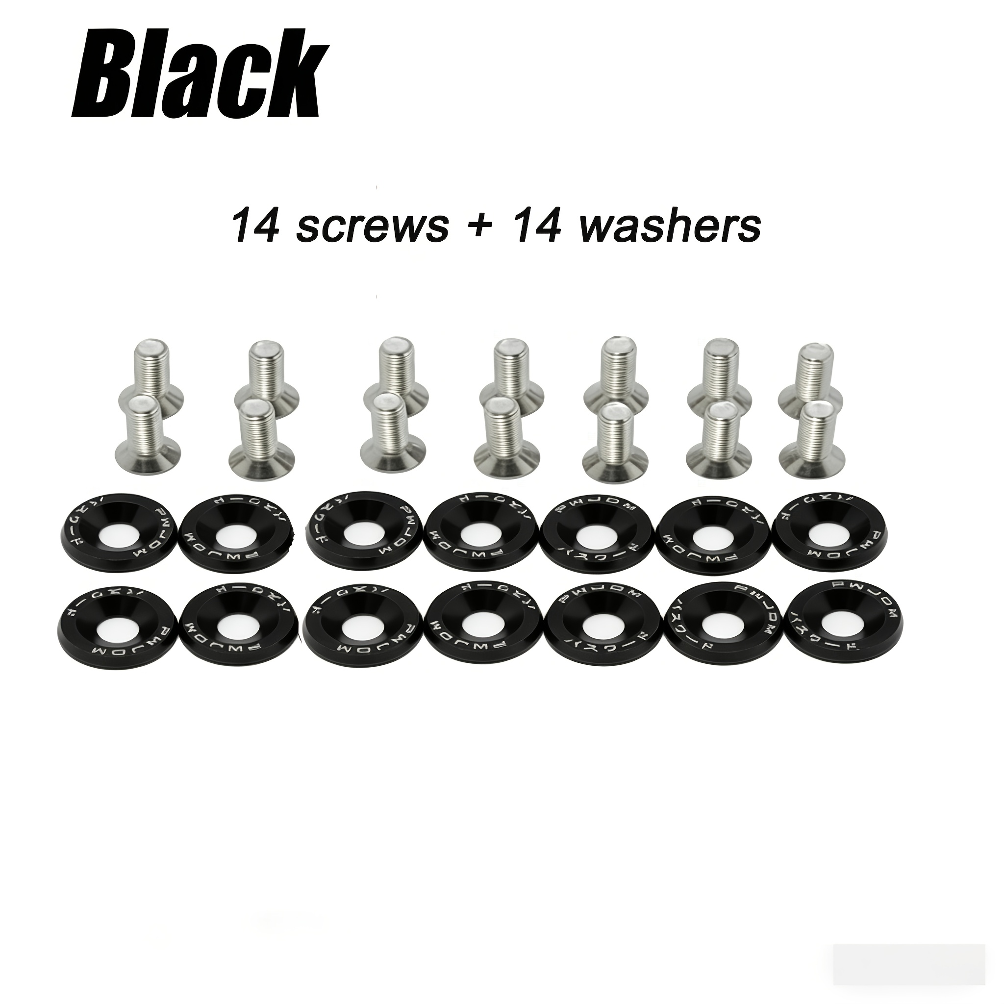TEMU 28pcs M6x14 Aluminum Washers & M6x14 Screws, Multicolor Car Modification Fasteners, License Plate Bolts, Fender Gaskets, Engine Bay Decor