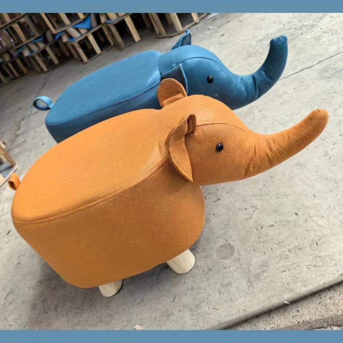 1pc animal shaped stool tech cloth elephant small stool coffee table stool for living room solid wood shoe changing stool cute dwarf stool details 9