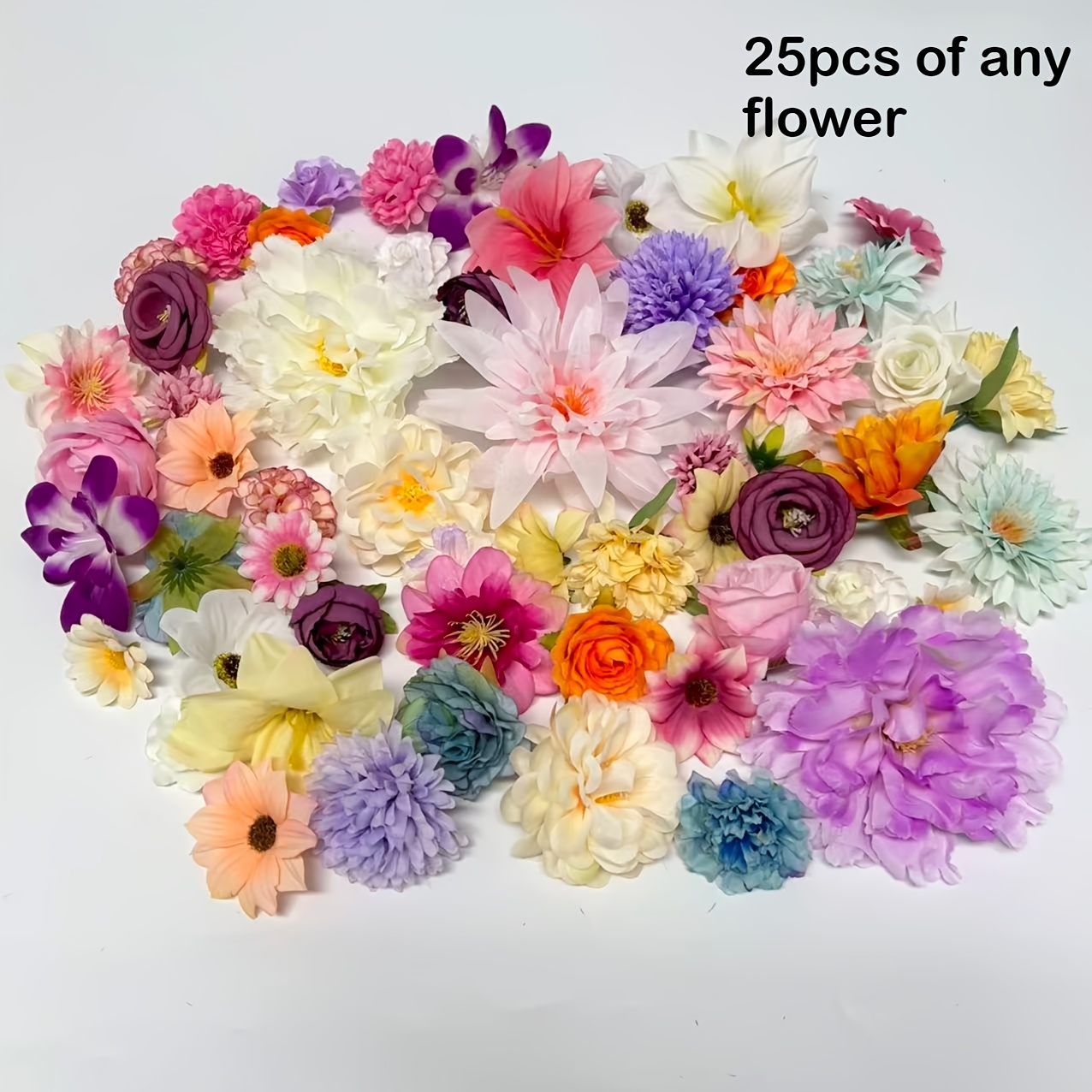 25pcs Realistic Multicolor Large Heads Set - Vibrant Plastic For Diy Wedding Bouquets, Garlands, Hairpins, - Multicolor Artificial Flowers For Valentine's Day, Christmas, Mother's Day, Spring &