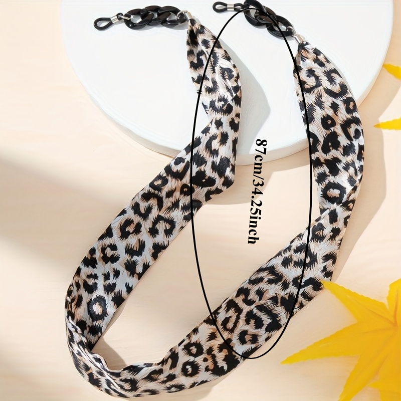 Classic Leopard Print Satin Ribbon Buckle Eyeglass Chain