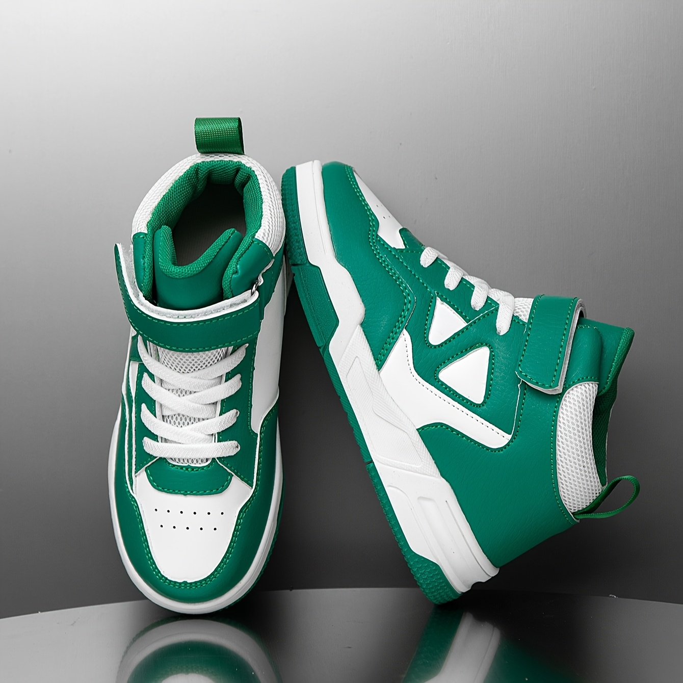 Boys' High-Top Geometric Color-Block Sneakers - Fashionable All... product image 4