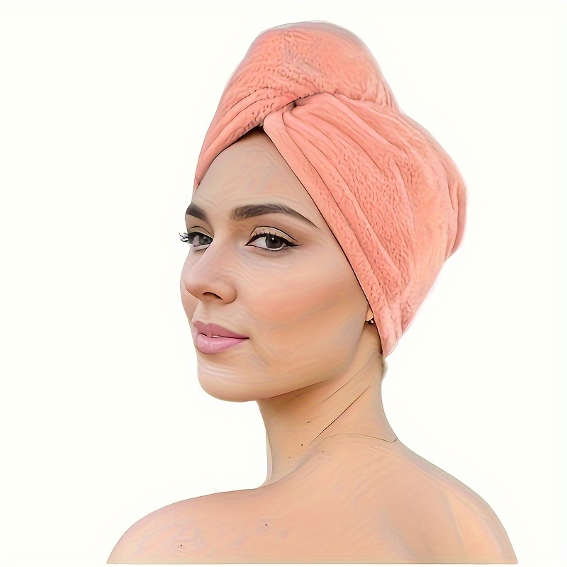 

1pc Quick Dry Hair Towel Turban With Button Closure - Super Absorbent, Ultra-soft Head Towel For Women, Non-shedding, Unscented Drying Cap For Bath, Shower & Spa