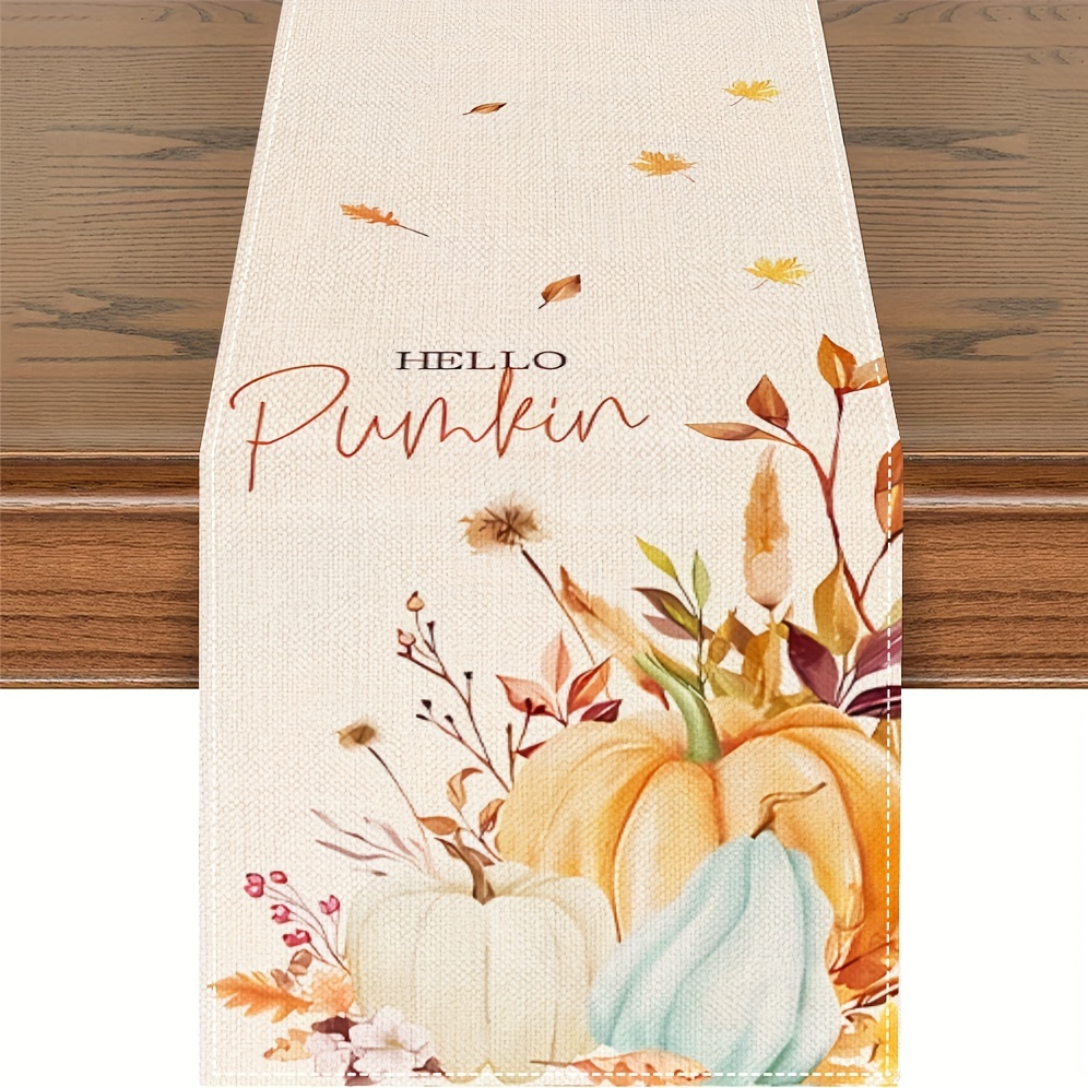TEMU 1pc, Fall Table Runner, Pumpkin And Design, Thanksgiving Holiday Dining Room Decor, For Kitchen Table And Party Decorations