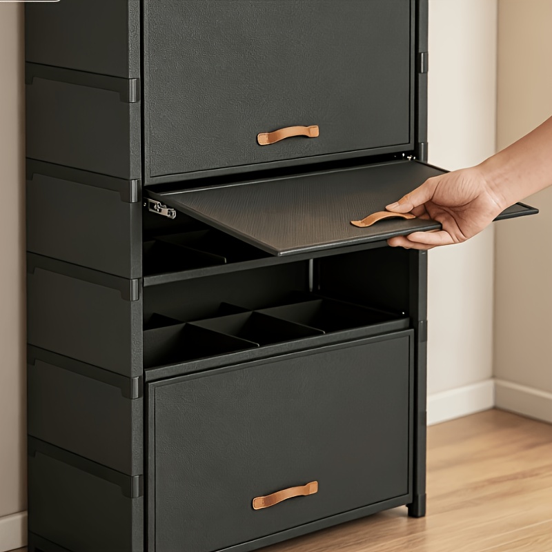 1pc 7 tier high capacity flip shoe rack with see through doors stores 15 to 27 pairs tall metal shoe cabinet for any   panels for easy viewing     non slip pads included   and protects flooring