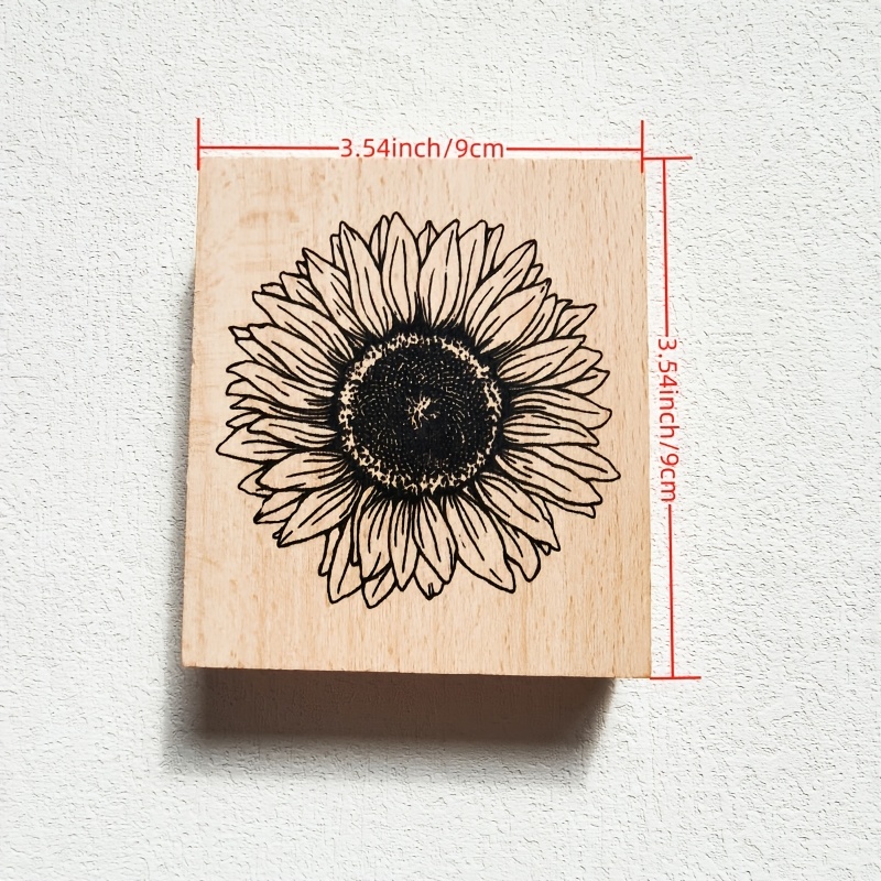 Single Sunflower Wooden Stamp for Decorating Manuals