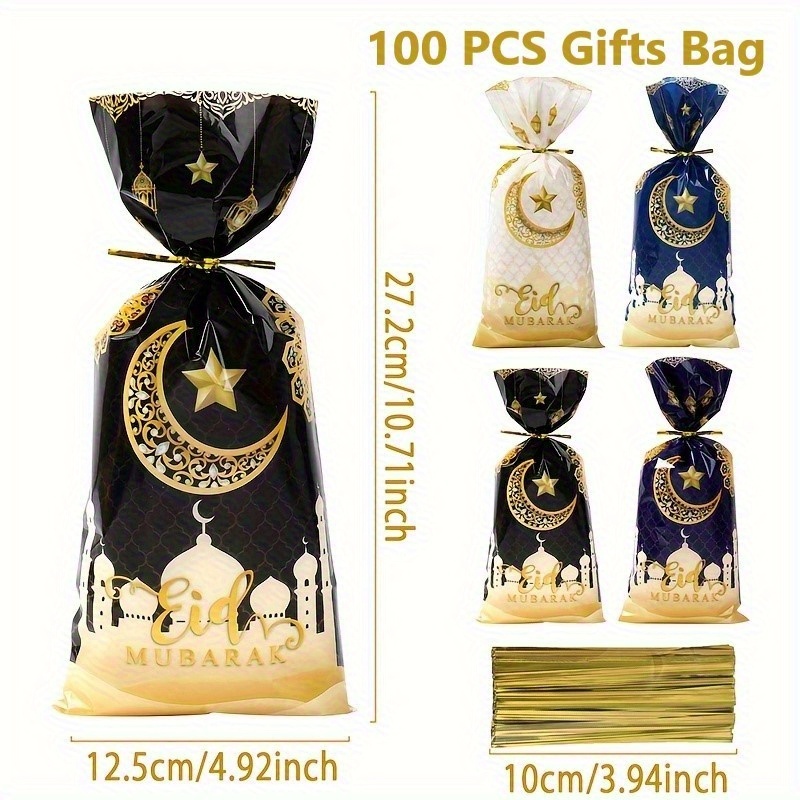 25/50/100pcs, Gifts Bags,black Moon Star Gift Bags,ramadan Decoration For Home,eid Al Decoration, Party Packing Bags,eid Al-fitr Gift Packaging Bag