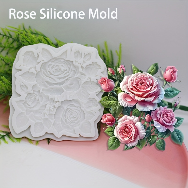 

1pc Moule en Silicone pour Fondant en de Rose pour la Saint-Valentin, Outil de Broyage pour Décoration de Gâteaux, Bonbons et Chocolat DIY