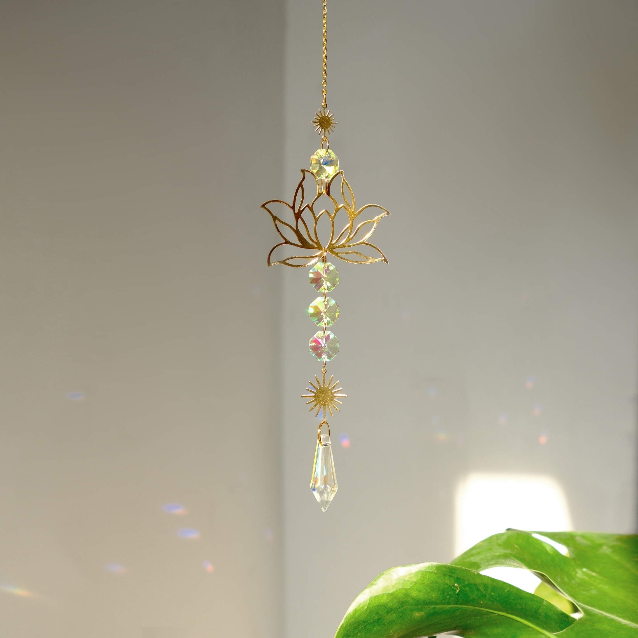 TEMU Crystal For Lotus Sun - Prismatic Glass Window Hanging For Home Decor, Feng Shui & Light Reflection