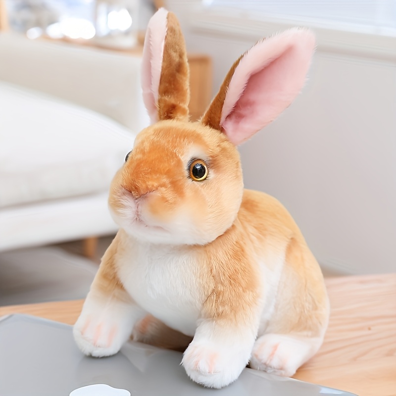 Image of 1pc 16cm/6.29in Realistic Cute Rabbit Plush Toy Lifelike Animal Photo Props Bunny Simulation Rabbit Toy Model Birthday Gift Home Decoration Plush Easter Decor