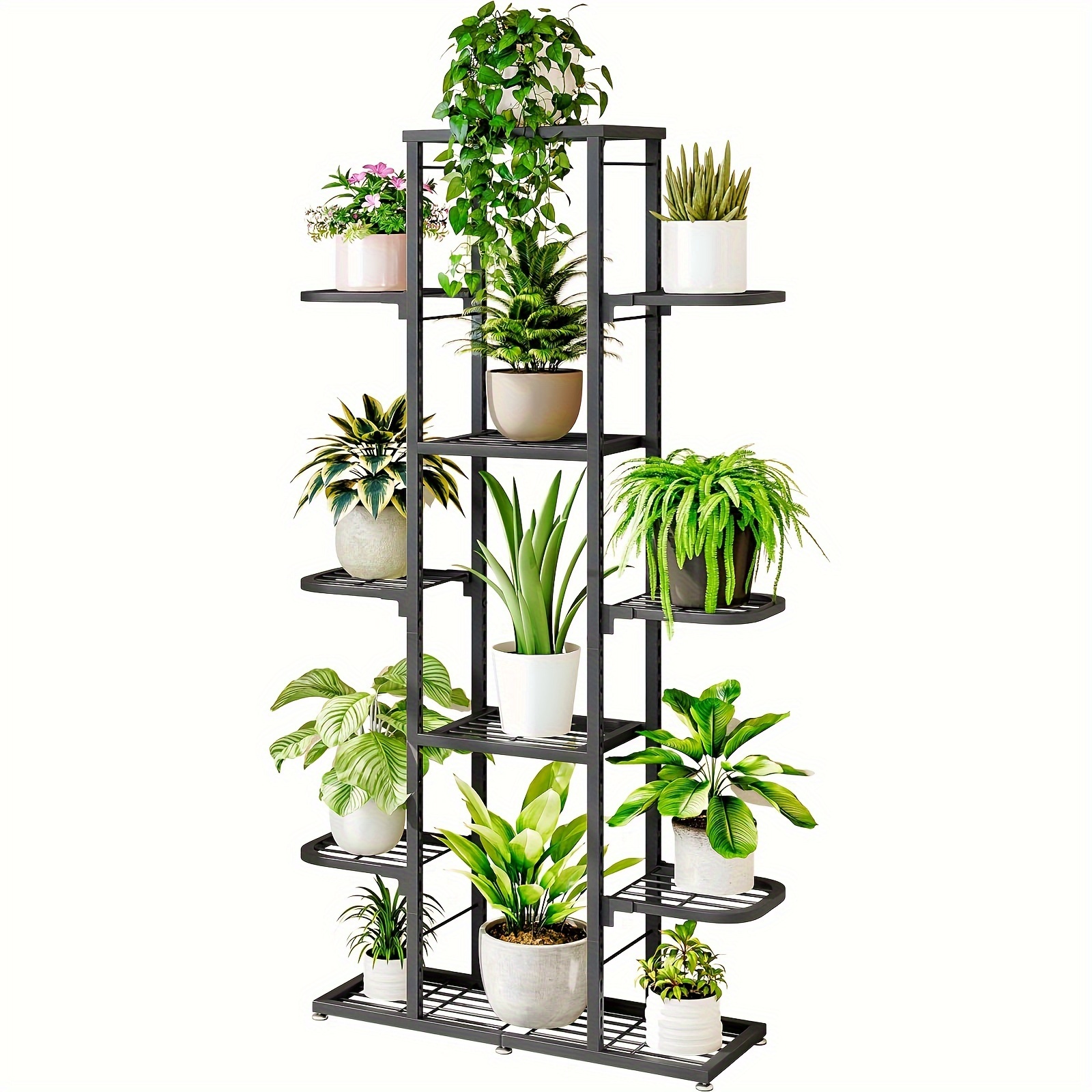 

1 Pack, Plant Stand 7 Tier 12 Potted Indoor Outdoor Multiple Flower Pot Holder Shelves Planter Rack Storage Organizer Display For Garden Balcony