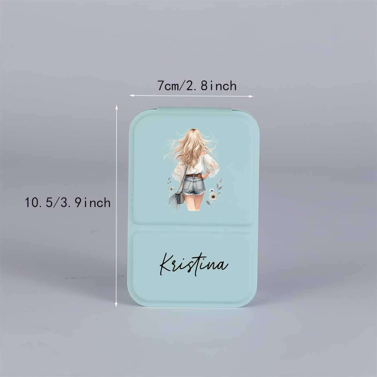 TEMU 1pc Custom Name Gift Makeup Mirror, Design Luxury Synthetic Leather Mini Makeup Mirror With Simple Stand Function, High-definition , Pocket