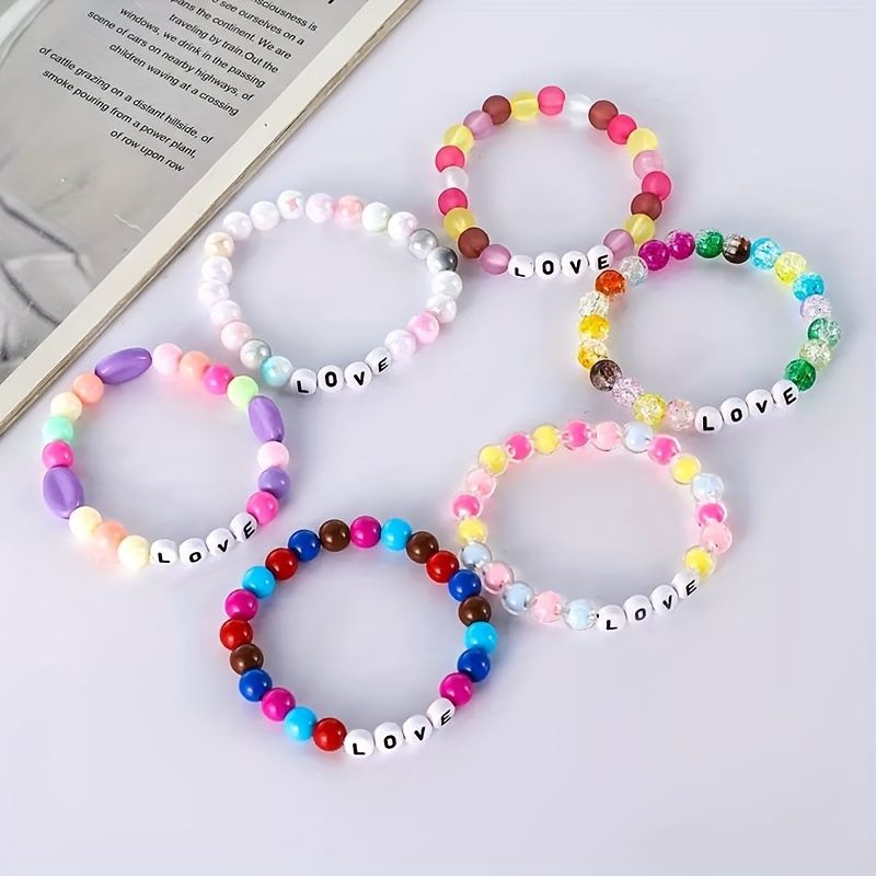 Customizable Name Acrylic Bead Bracelet, Personalized Gift
