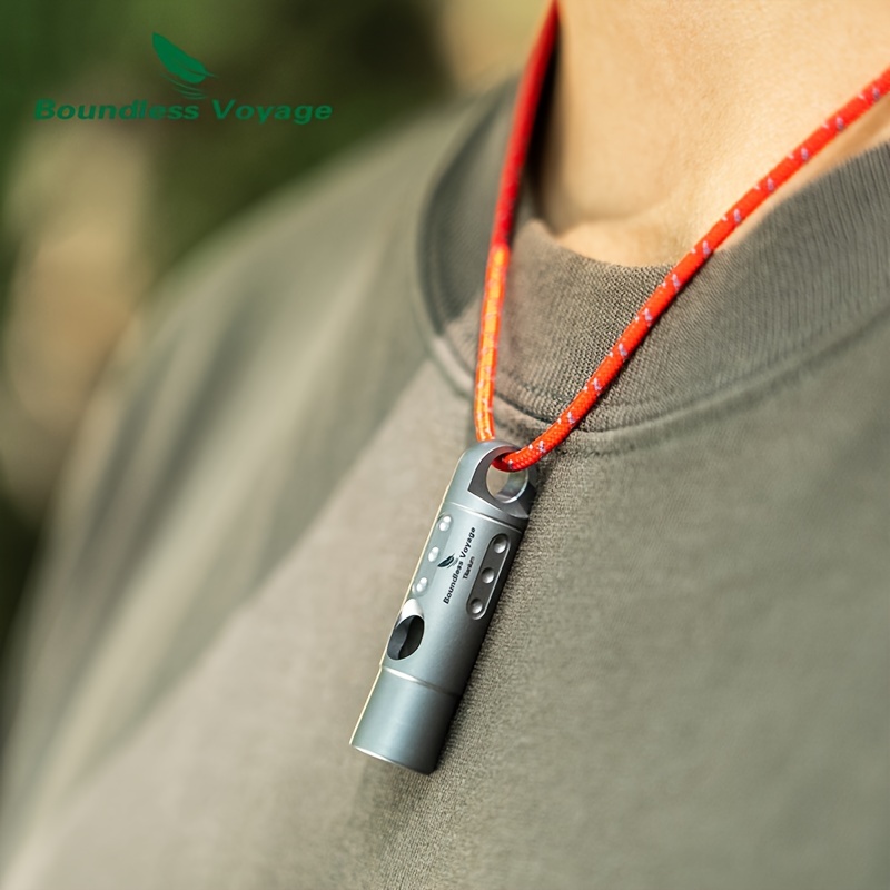 

Boundless Voyage Pure Titanium Survival Whistle - Loud, Durable Outdoor Camping & Hiking Gear With Lanyard