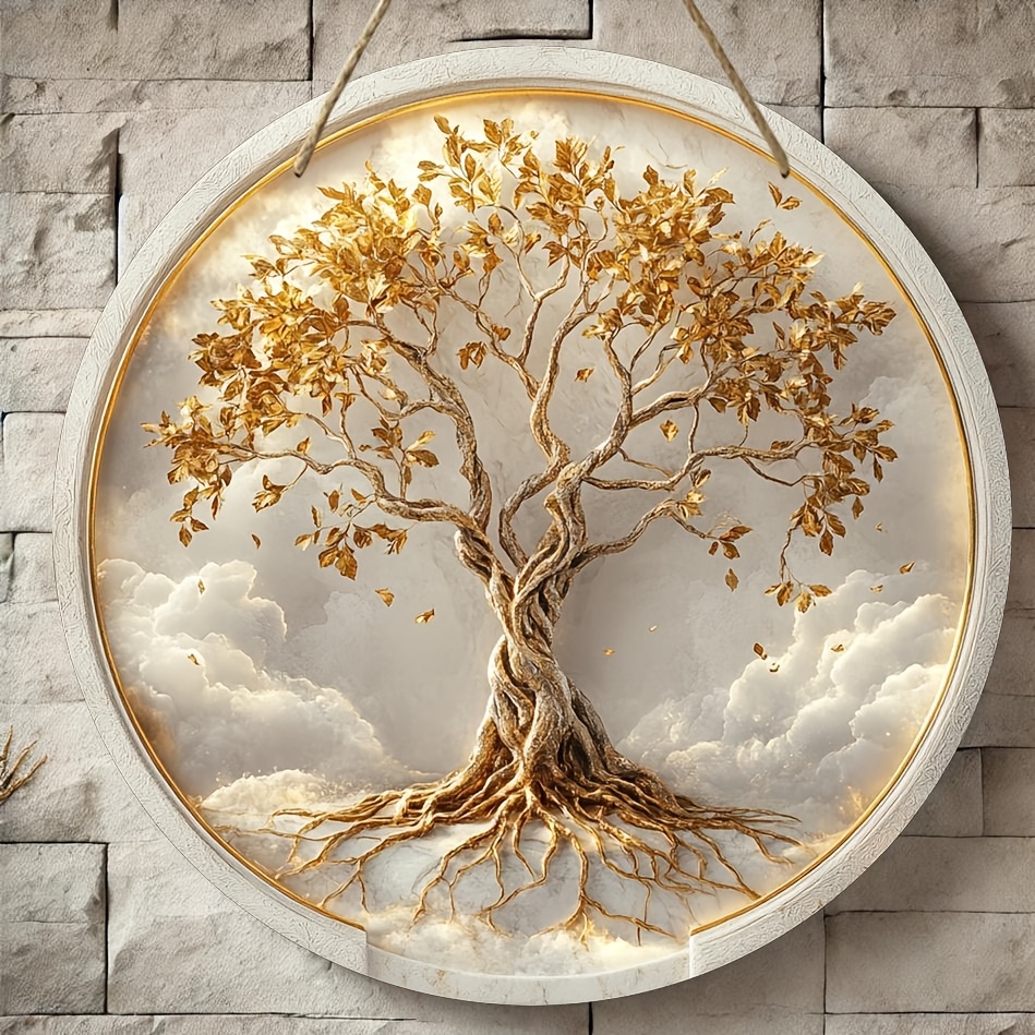 

Tree Of Life 8x8" Round Wooden Wall Art - Home, Office, Cafes & Bars | Ideal Gift For Holidays & , 2d, Office Decor