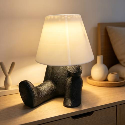 style black textured humanoid table lamp bedroom bedside ambient light artistic desk ornament lamp soft reading light for study niche home