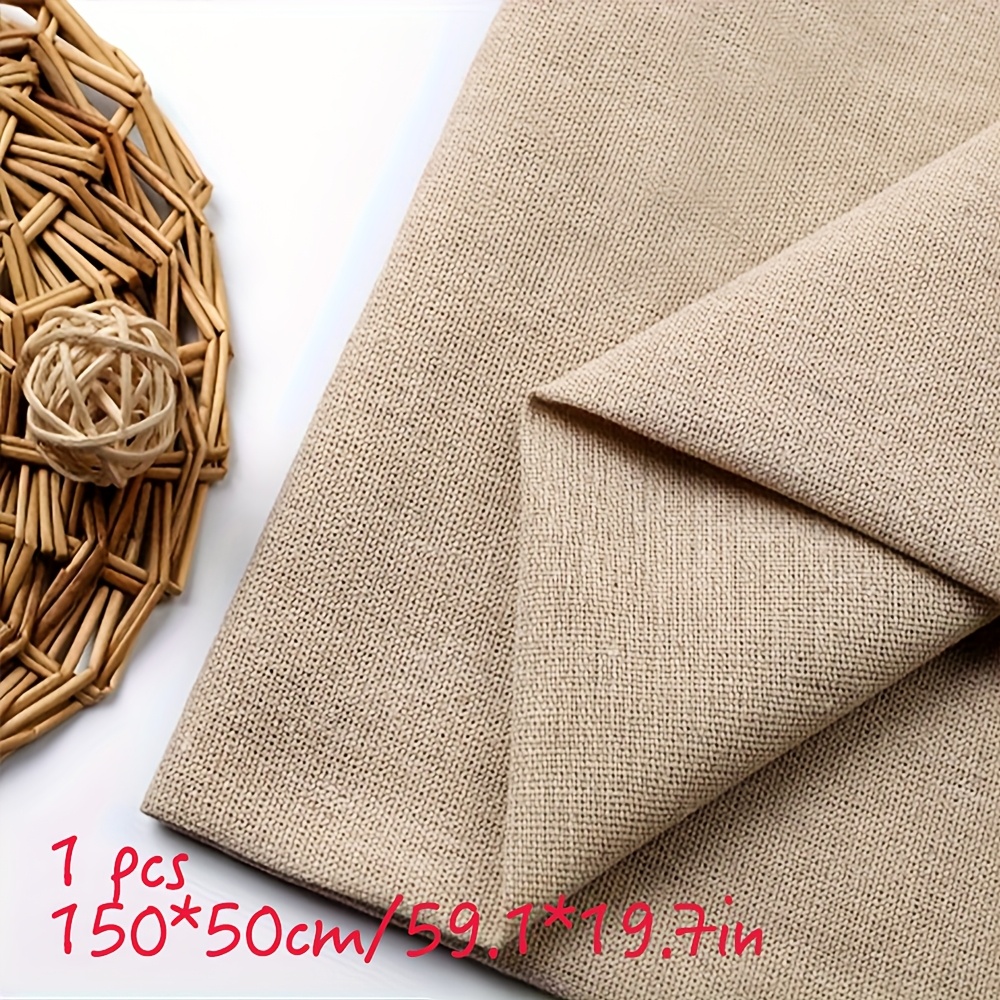 TEMU Tissu de lin uni de qualité supérieure - Pré-coupé 150 cm x 50 cm, 3 couleurs disponibles - Idéal pour , la création artisanale, sur toile