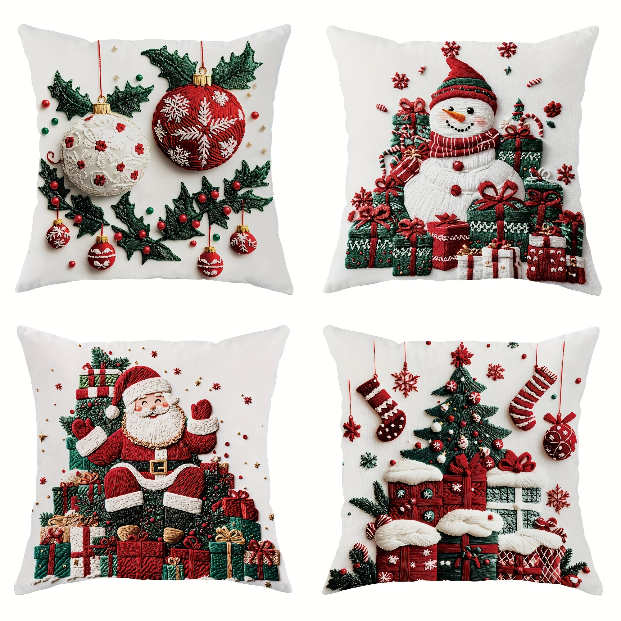 TEMU 4pcs Christmas , And Snowman , , 18x18 - Suitable For , Car, , Sofa, And Types - Inserts Not Included