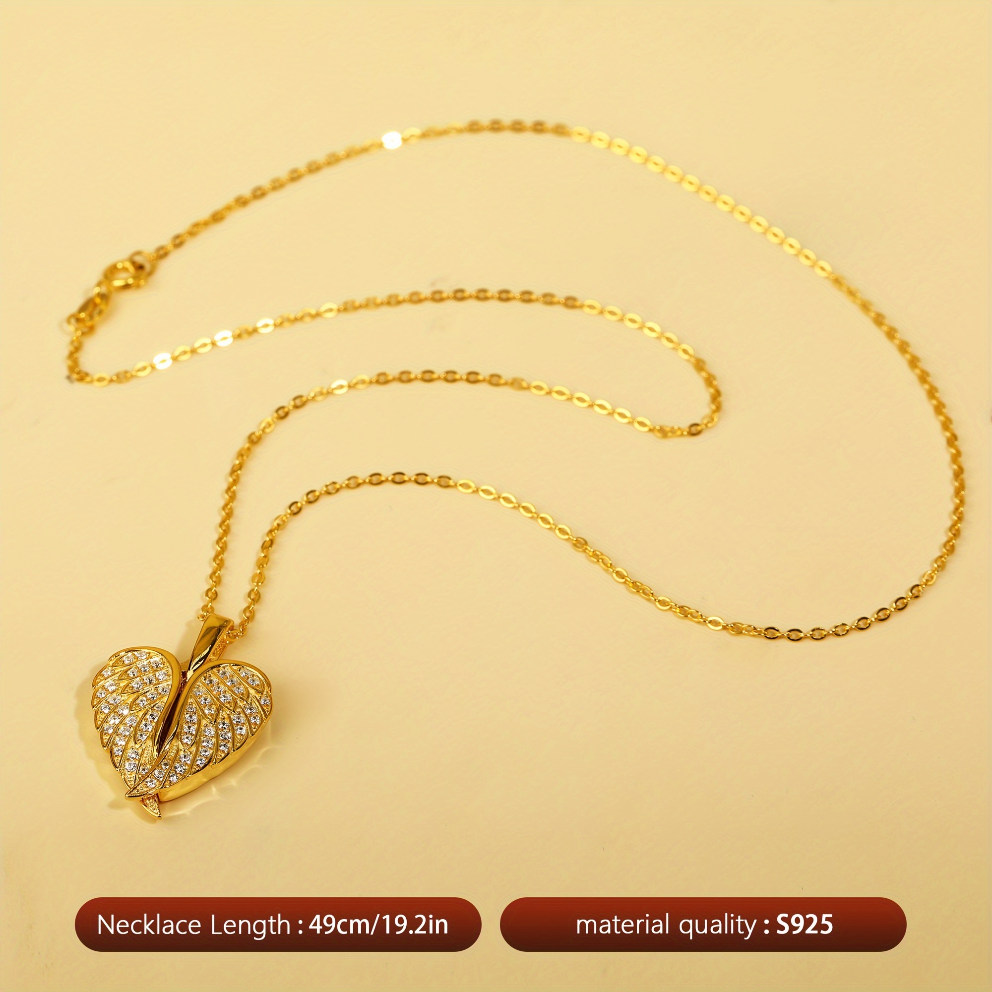 Personalized S925 Silver Angel Wings Heart Locket Necklace