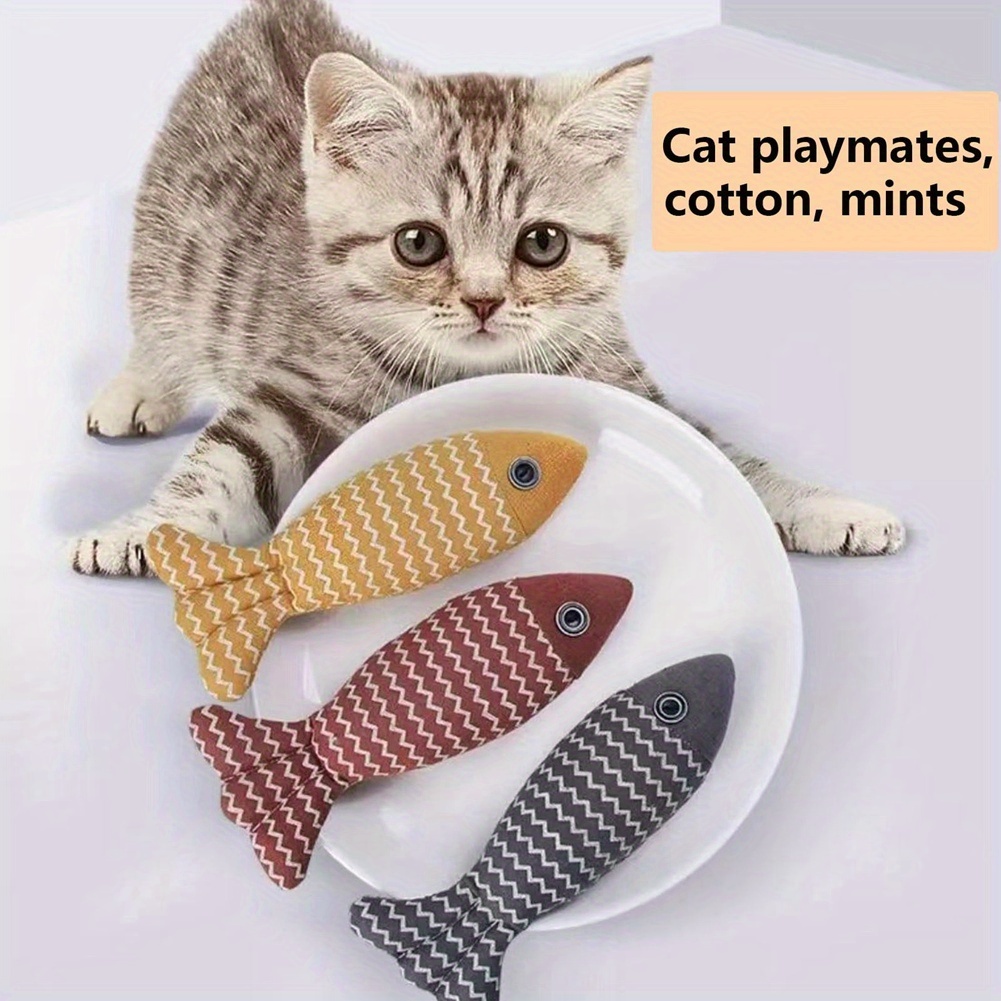 3pcs cat toys fish crinkle sound pet herb toys   interactive kitten exercise   toys for indoor cats for all breeds   stimulation feline enrichment fishshaped toys crinkle texture durable linen handcrafted details pet herbinfused Product details 4