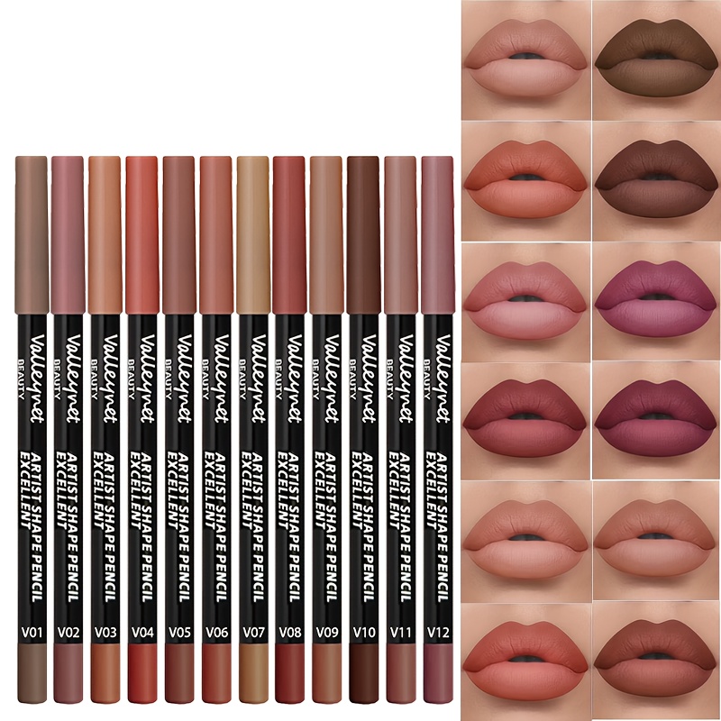 Image of 12pcs Matte Lip Liner Pencils | Creamy And Waterproof Formula | Long-lasting, Resistant To Transfer And Smudging | Richly Pigmented, Non-drying, | Precision Tip For Lip