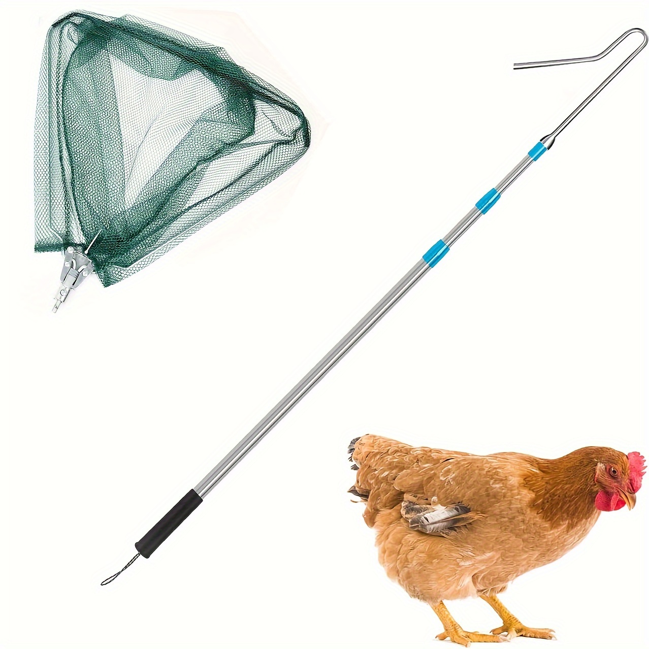 Animal Catch Pole Control Tool Net, Poultry Catching Pole Kit, Cat