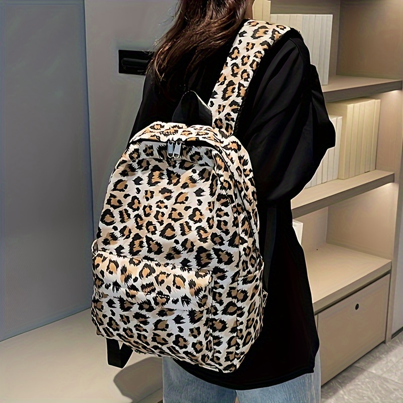 

Leopard Print Backpack For Women Stylish Travel Rucksack, Vintage Y2k Commuter Schoolbag
